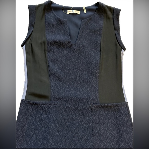 RETAIL $295 NWT Rebecca Taylor Navy Textured Crepe Shift Dress 2 - Picture 3 of 8